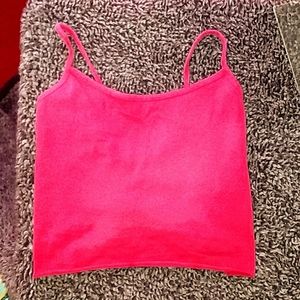 Bright pink tank top crop.home made w/ headband 👍